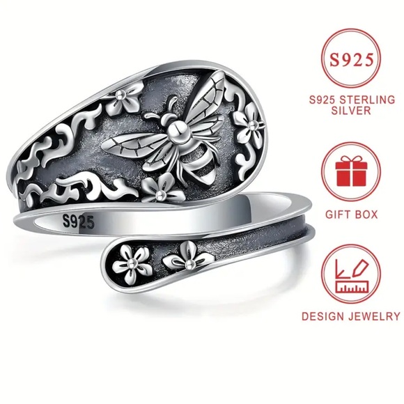 Jewelry | Adjustable Sterling Silver Spoon Inspired Bee Ring | Poshmark